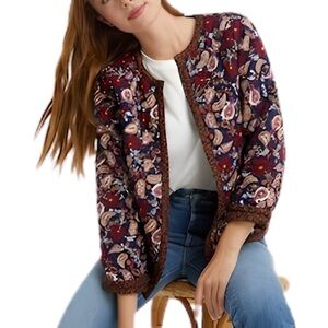NWT Draper James Belted Jacket XL Fall Paisley Floral Print Preppy Chic Bomber